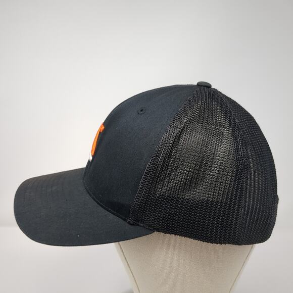 Richardson Snapback Trucker Hat Black One Size Adjustable Embroidered Mesh Back - Picture 3 of 10